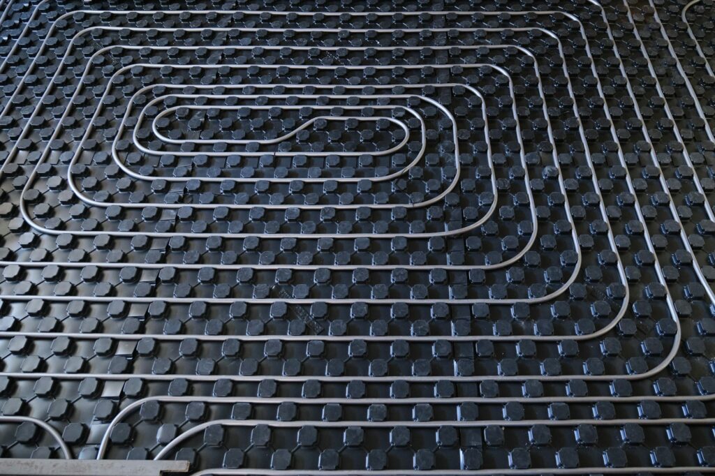 Underfloor heating in construction of new residential house.